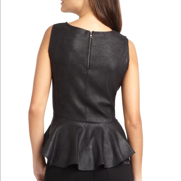 Red Saks Fifth Avenue Black Peplum Top - Picture 2 of 4